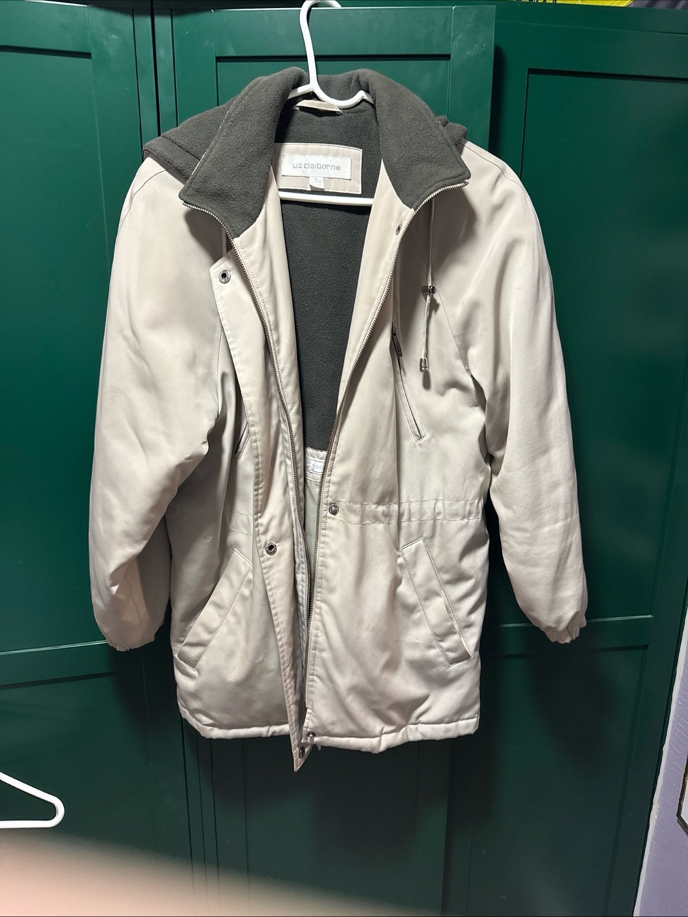 Liz Claiborne woman’s Light Beige Hooded Coat medium